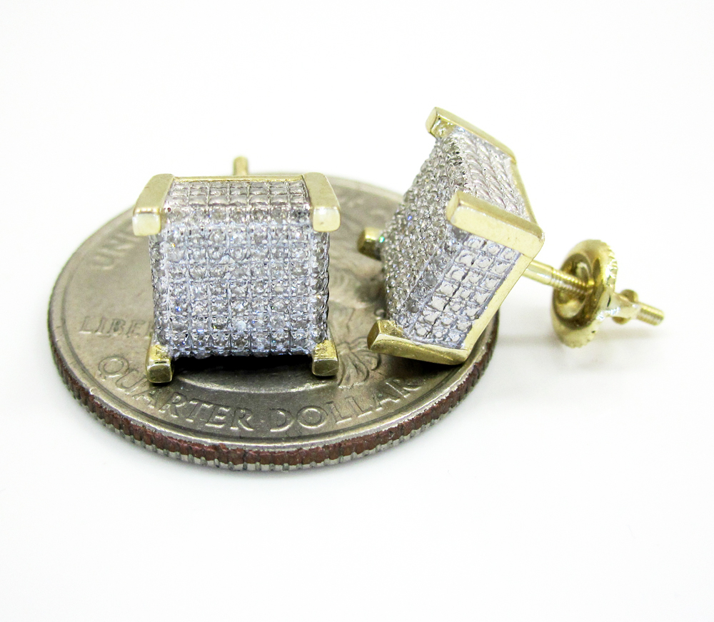 10k gold diamond cube earrings 0.46ct - Image 4