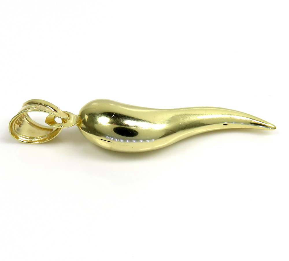 14k yellow gold italian horn pendant