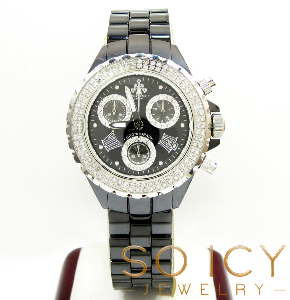 Ladies techno jpm black ceramic diamond watch 1.25ct
