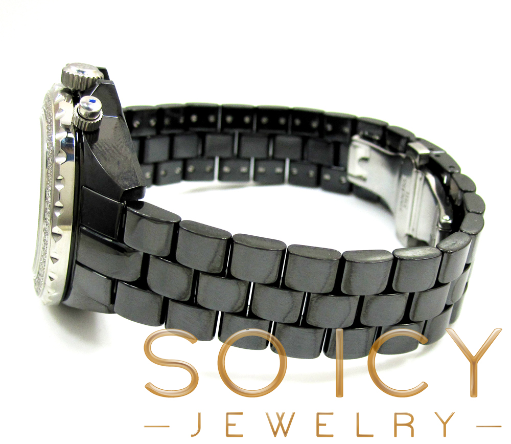 Ladies techno jpm black ceramic diamond watch 1.25ct