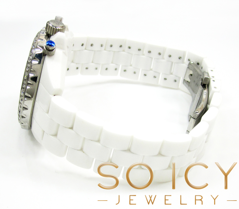 Mens techno jpm white ceramic diamond 38mm watch 2.75ct - Image 3