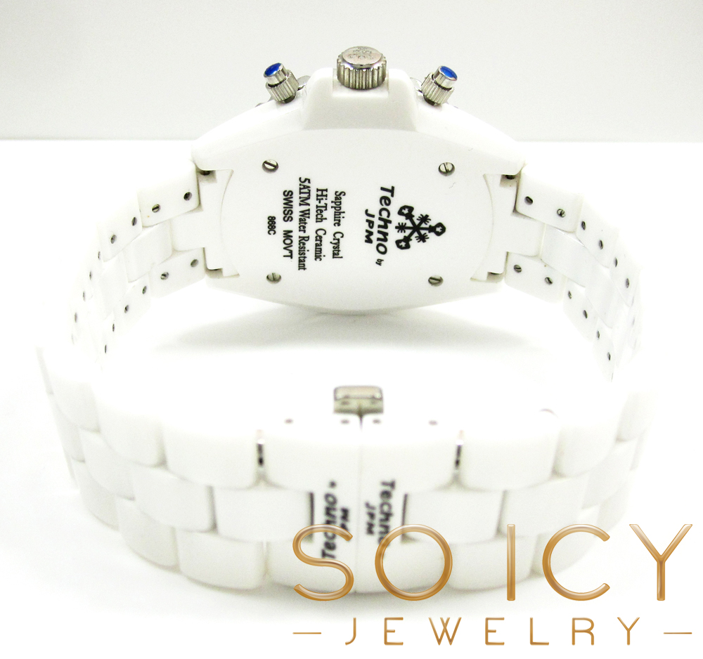 Mens techno jpm white ceramic diamond 38mm watch 2.75ct - Image 4
