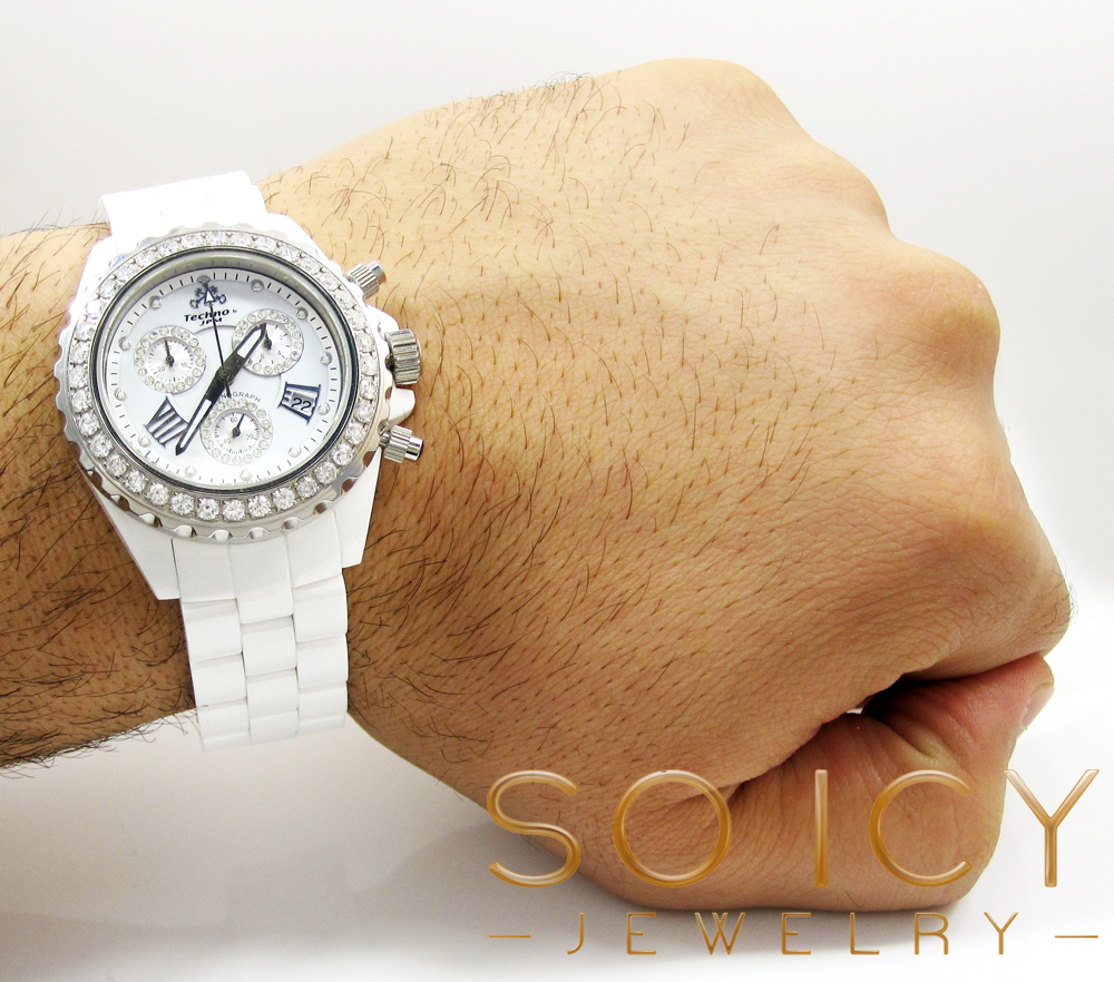 Mens techno jpm white ceramic diamond 38mm watch 2.75ct - Image 5