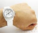 Mens techno jpm white ceramic diamond 38mm watch 1.35ct