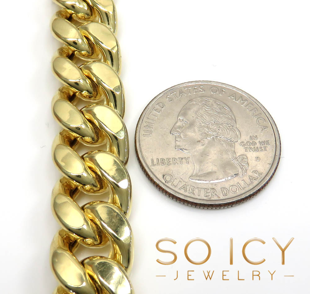 10k yellow gold wide miami cuban chain 13mm 24-34
