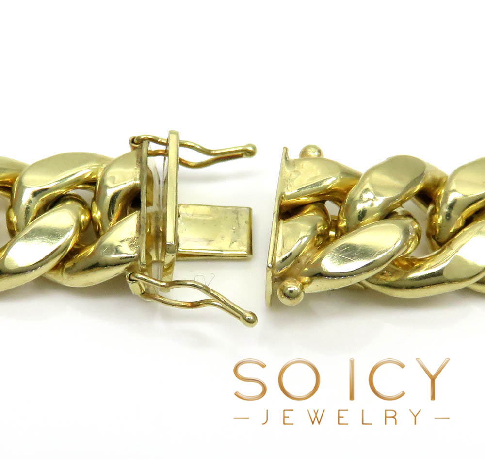10k yellow gold wide miami cuban chain 13mm 24-34