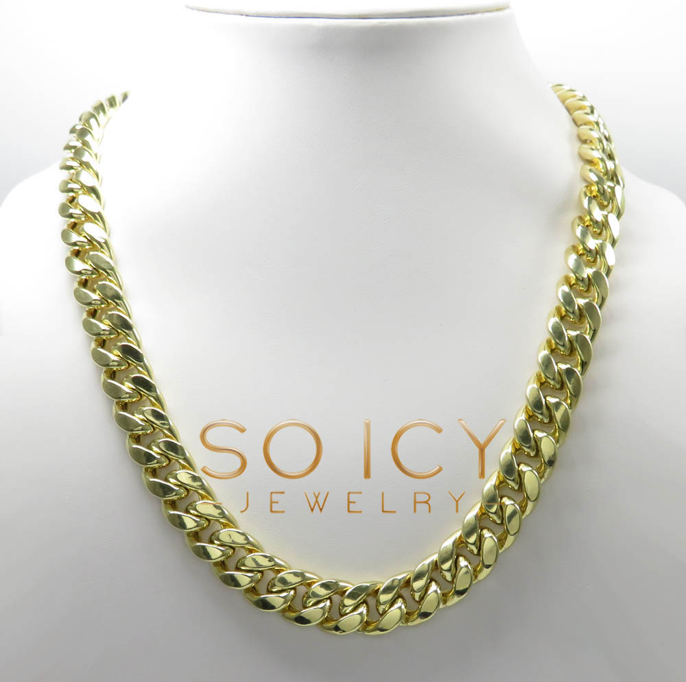 10k yellow gold wide miami cuban chain 13mm 24-34