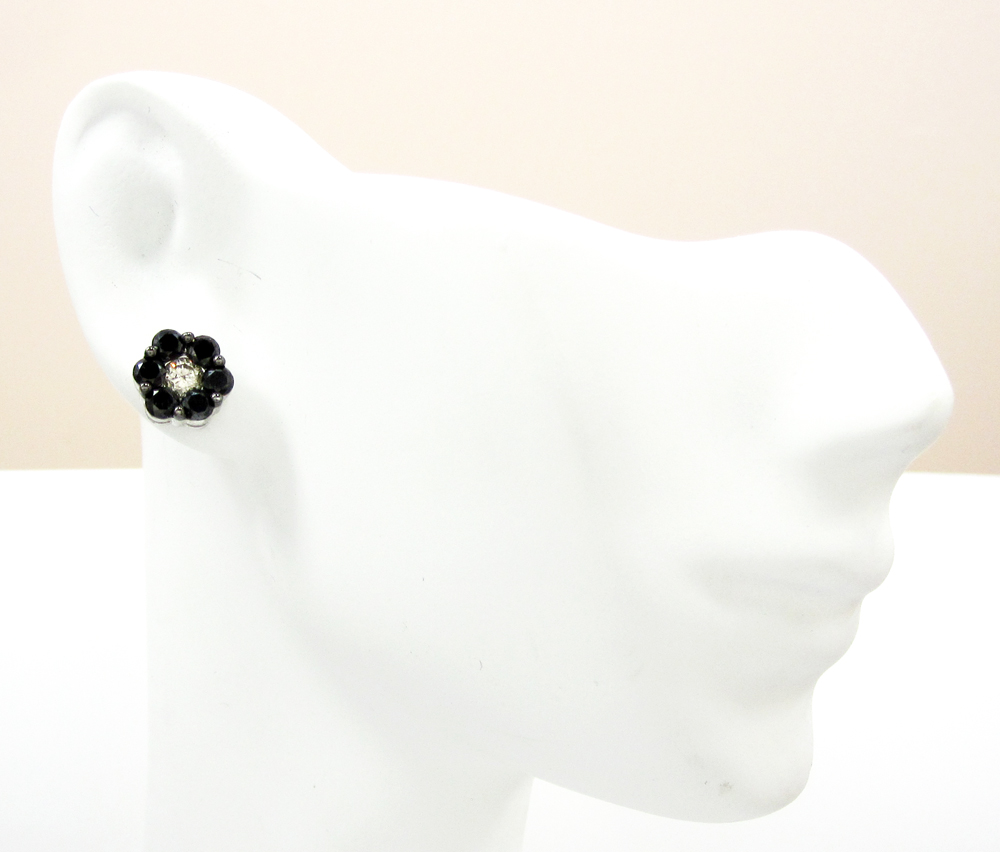 14k black gold black & white diamond cluster earrings 2.75ct 