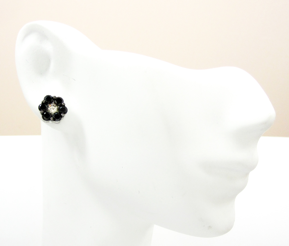 14k black gold black & white diamond cluster earrings 2.75ct - Image 5
