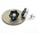 14k black gold black & white diamond cluster earrings 2.75ct 