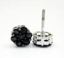 14k white gold black diamond cluster earrings 1.00ct 