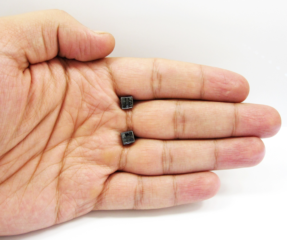 10k black gold black diamond cube earrings 1.00ct  - Image 4