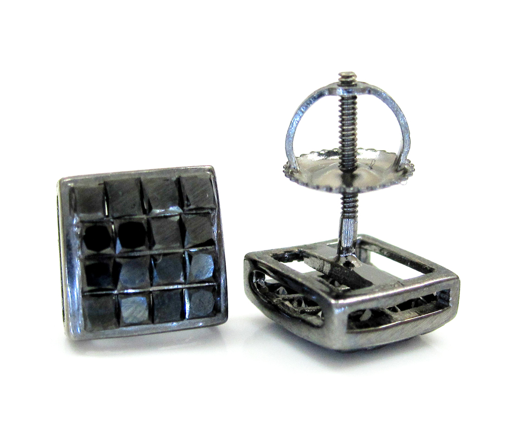 14k black gold black diamond cube earrings 1.40ct - Image 2