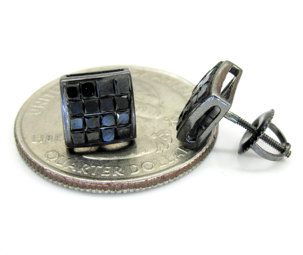 14k black gold black diamond cube earrings 1.40ct - Image 3