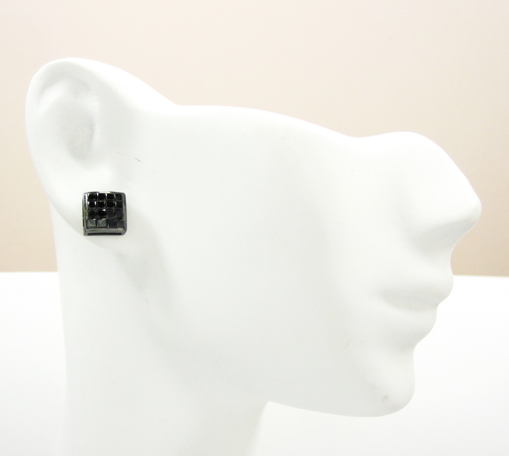 14k black gold black diamond cube earrings 1.40ct 