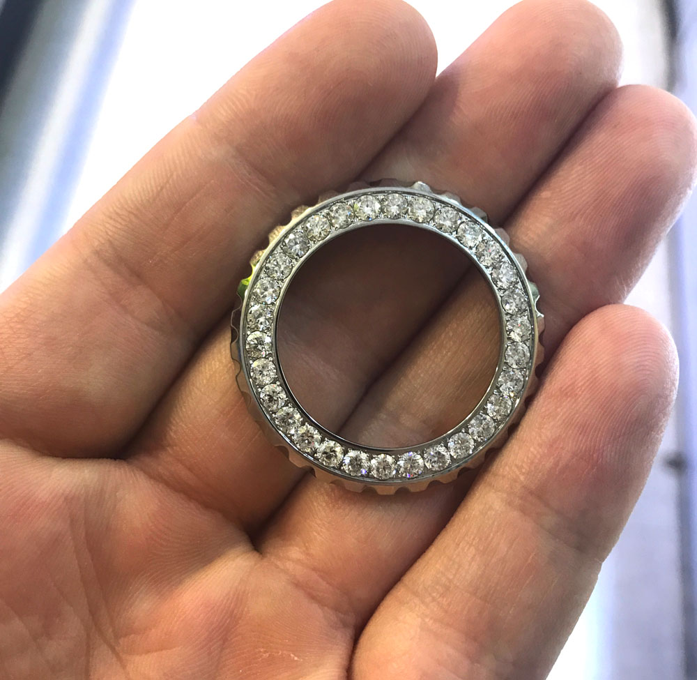 Ladies custom made chanel j12 white stainless steel diamond bezel 2.00ct