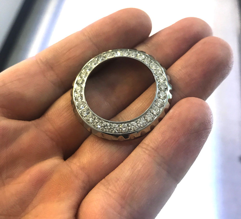 Ladies custom made chanel j12 white stainless steel diamond bezel 2.00ct