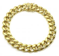 Mens 10k yellow gold hollow puffed cuban miami bracelet 8.50 inch 13mm