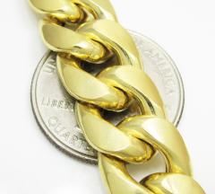 Mens 10k yellow gold hollow puffed cuban miami bracelet 8.50 inch 13mm