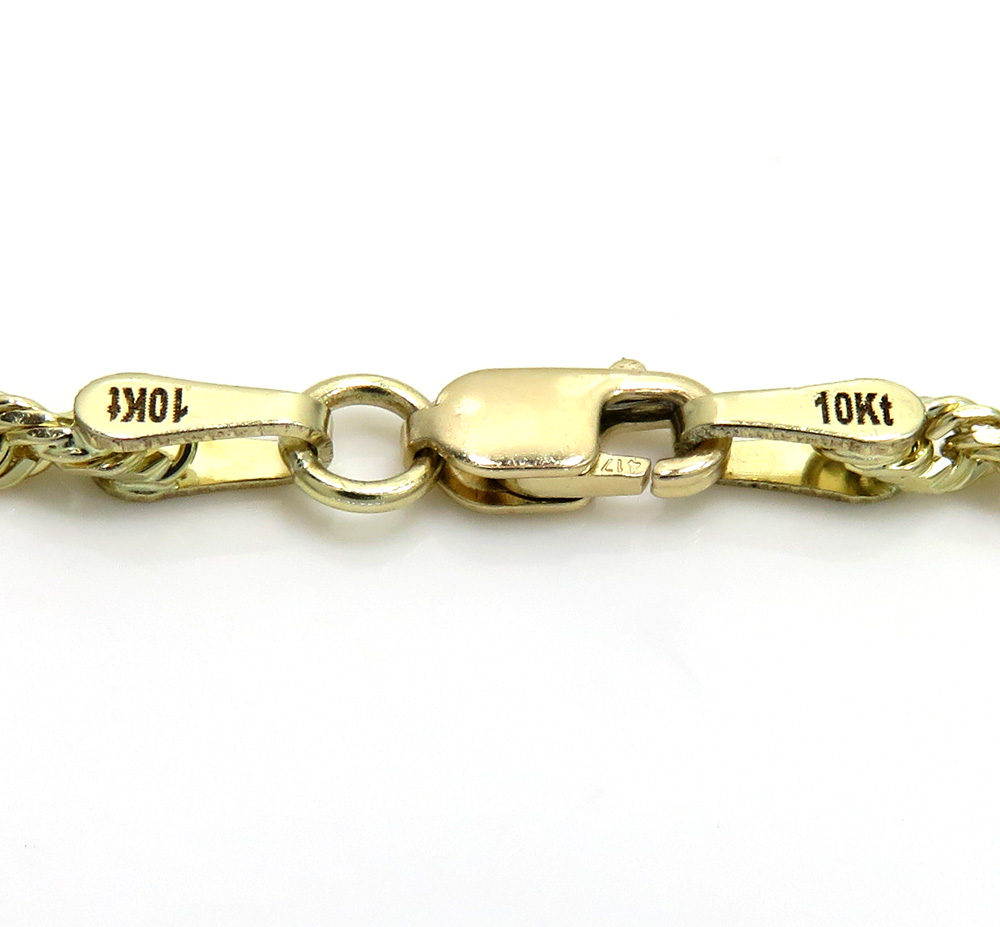 10k yellow gold solid rope unisex bracelet 8 inch 2mm