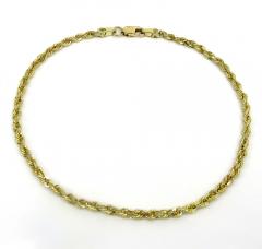 10k yellow gold solid rope unisex bracelet 8 inch 2mm