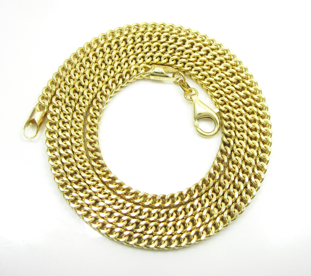 Mens 10k yellow gold franco chain 18-26 inch 3mm