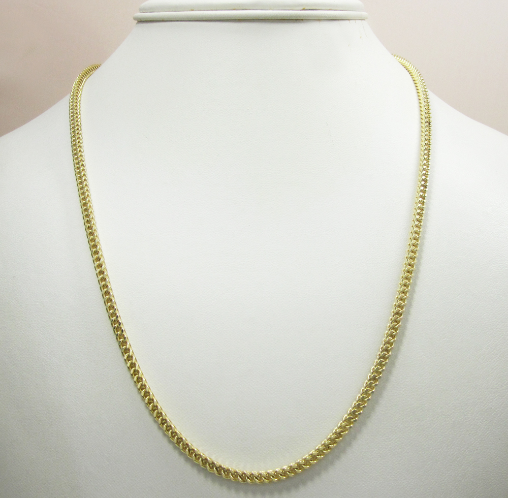 Mens 10k yellow gold franco chain 18-26 inch 3mm