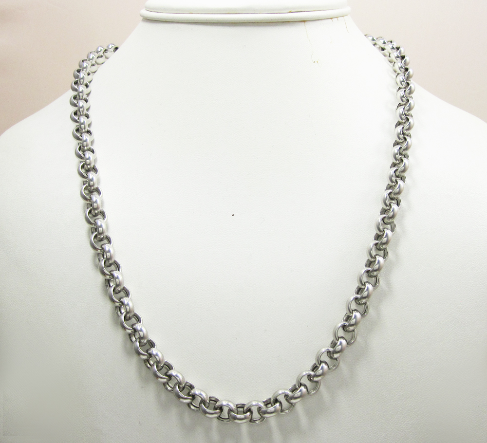 14k solid white gold circle rolo chain 24 inch 8mm - Image 5