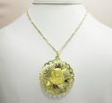 14k yellow gold double sided jesus & virgin mary pendant