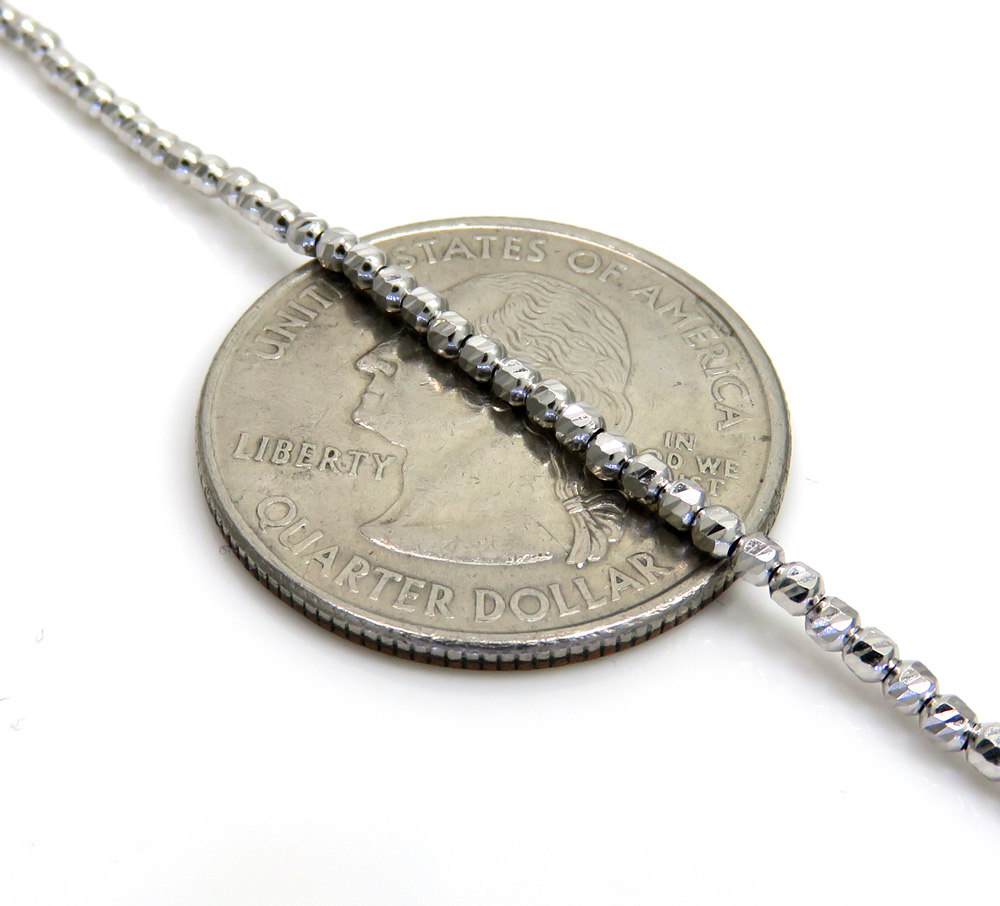 14k white gold diamond cut bead chain 16-24 inch 2mm