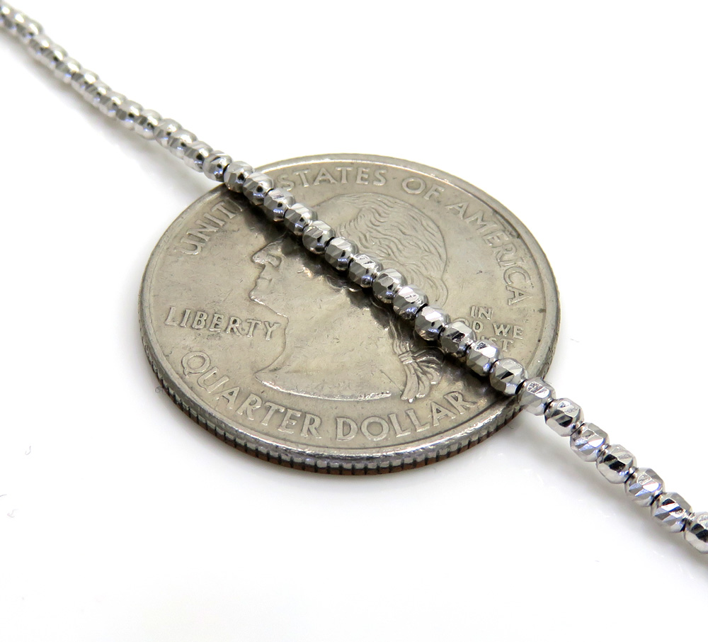 14k white gold diamond cut bead chain 20-24 inch 2mm