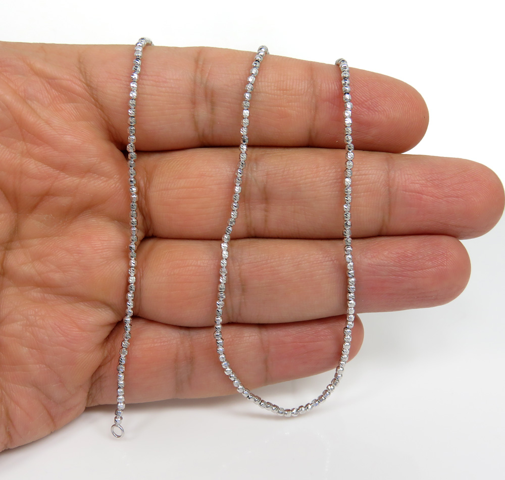 14k white gold diamond cut bead chain 20-24 inch 2mm