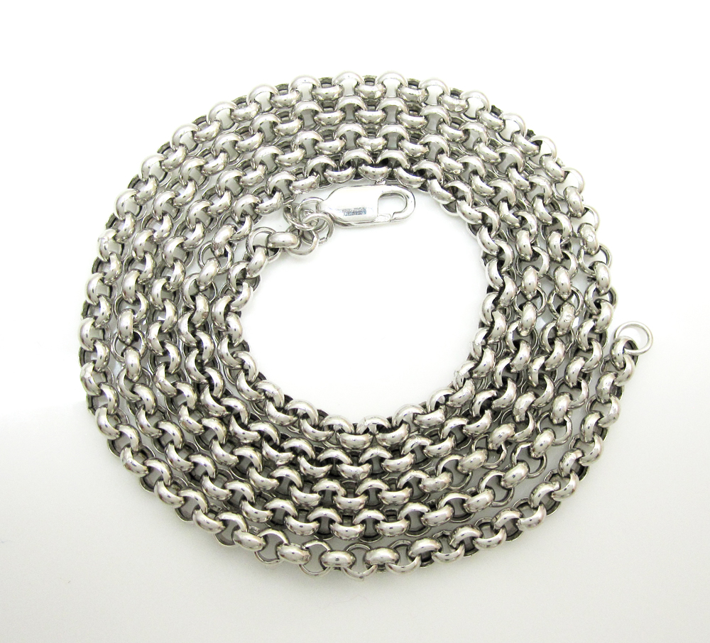 14k solid white gold circle rolo chain 20-30 inch 3.7mm