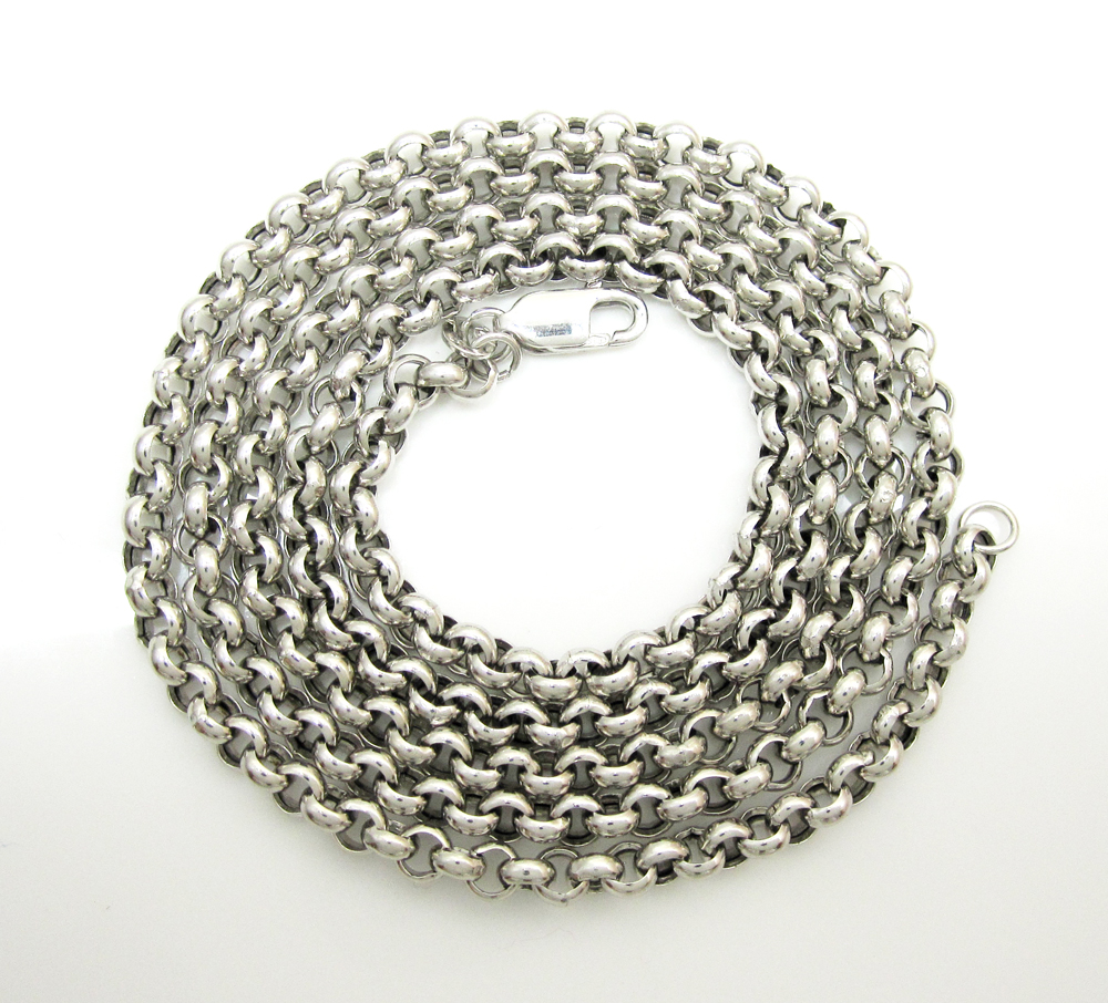 14k solid white gold circle rolo chain 20-30 inch 3.7mm - Image 2