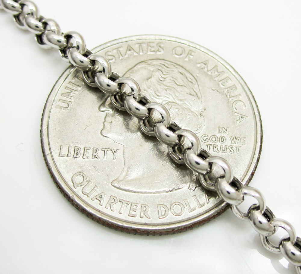 14k solid white gold circle rolo chain 20-30 inch 3.7mm - Image 3