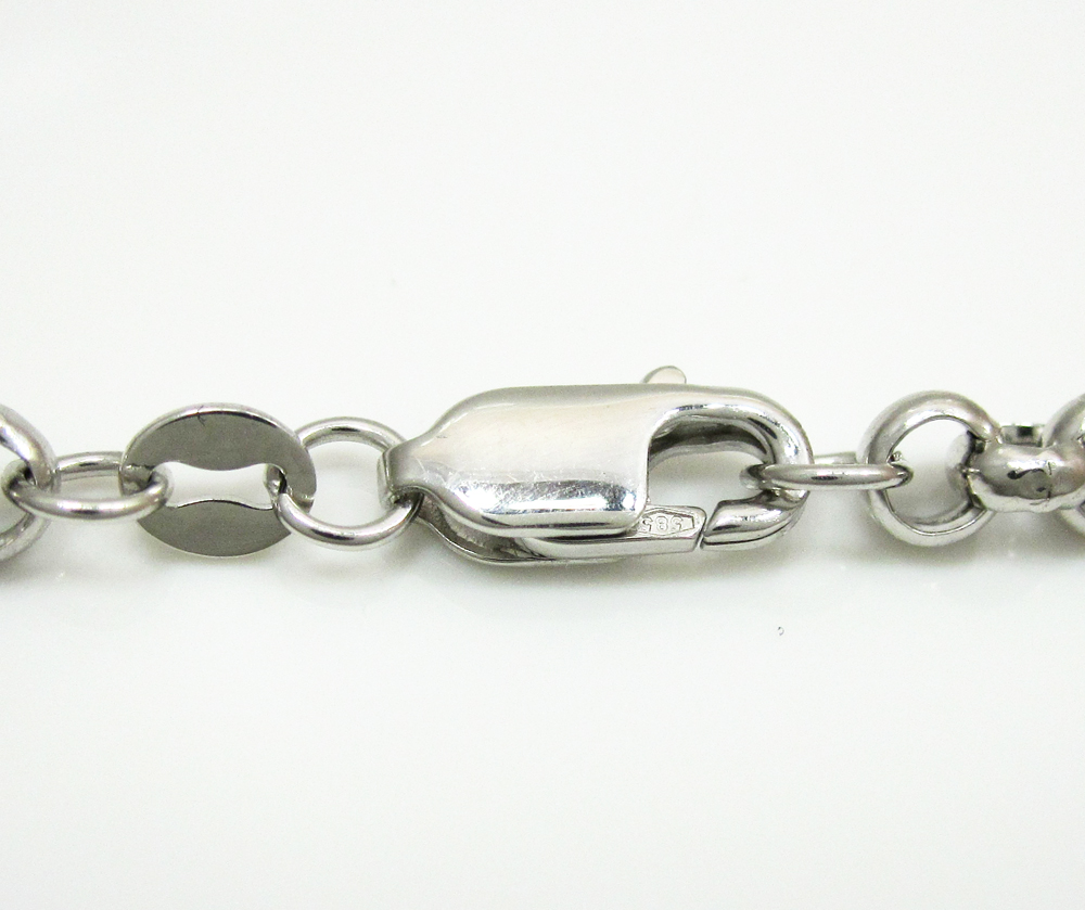 14k solid white gold circle rolo chain 20-30 inch 3.7mm - Image 4