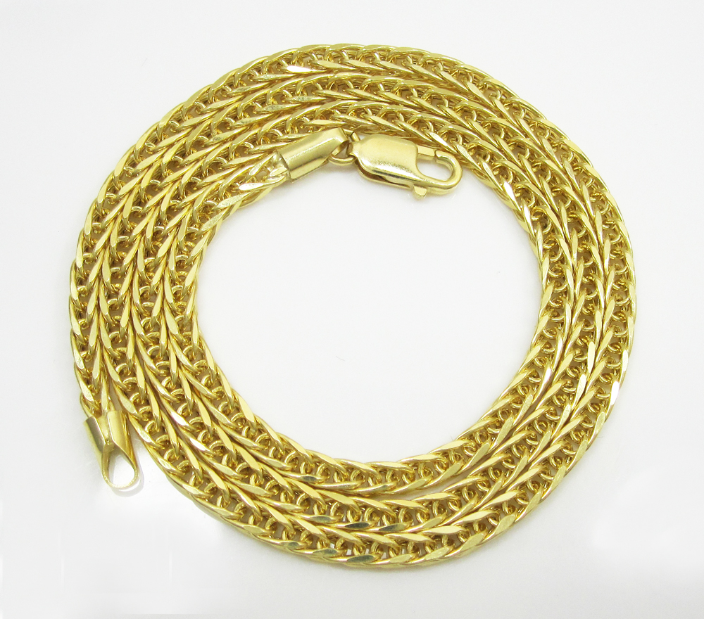 14k solid yellow gold wheat link chain 18 inch 2.5mm