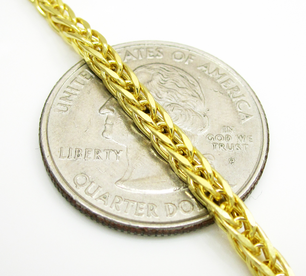 14k solid yellow gold wheat link chain 18 inch 2.5mm - Image 3