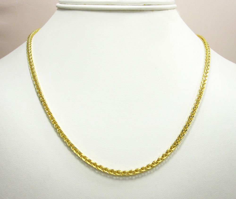 14k solid yellow gold wheat link chain 18 inch 2.5mm