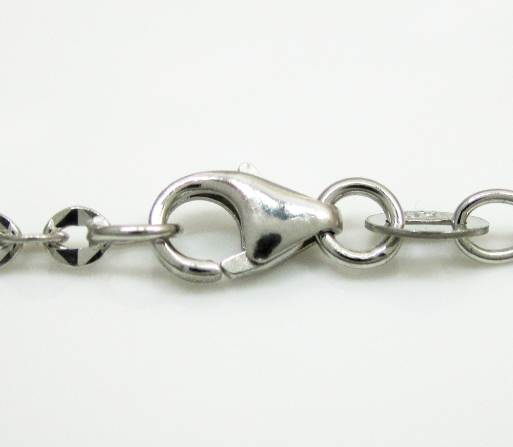 14k solid white gold diamond cut circle link chain 18-30 inch 2.2mm