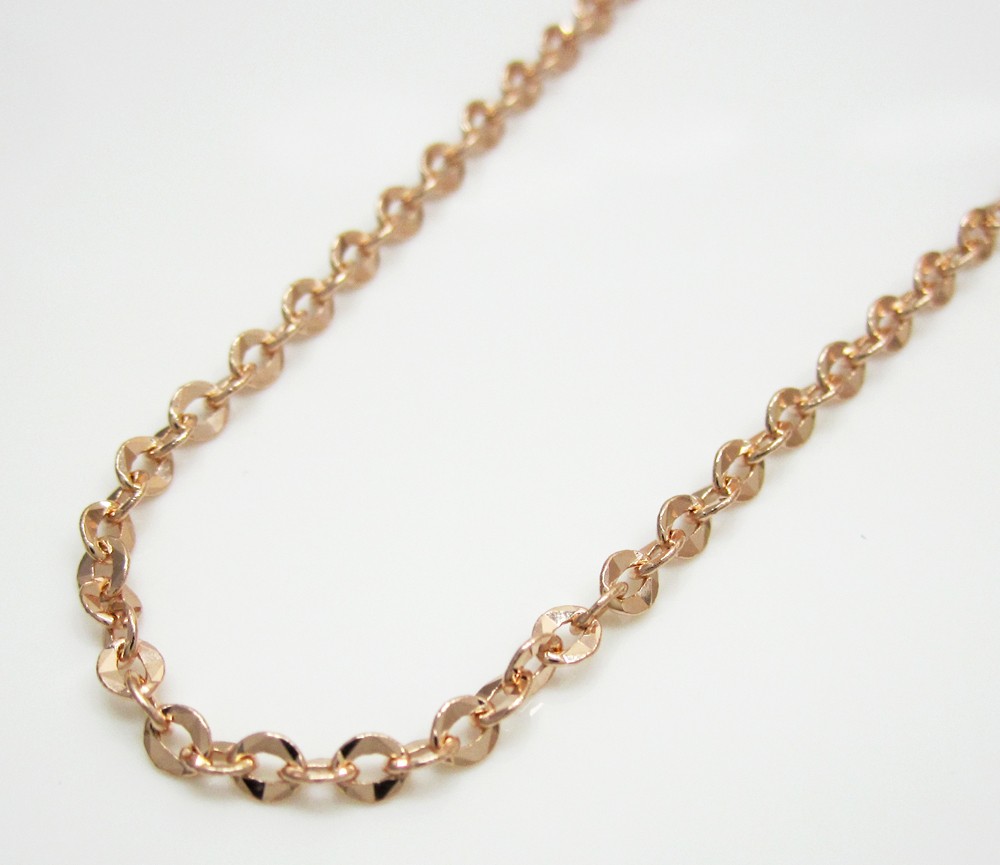 14k solid rose gold diamond cut circle link chain 16-24 inch 2.2mm - Image 2