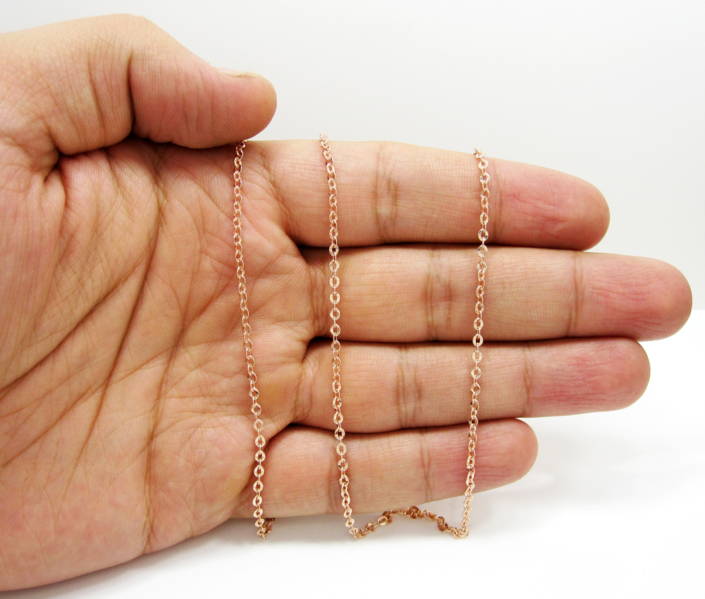 14k solid rose gold diamond cut circle link chain 16-24 inch 2.2mm - Image 5
