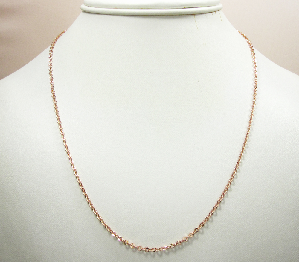 14k solid rose gold diamond cut circle link chain 16-24 inch 2.2mm