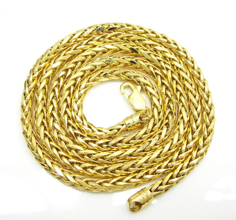 14k solid yellow gold wheat link chain 22 inch 3mm