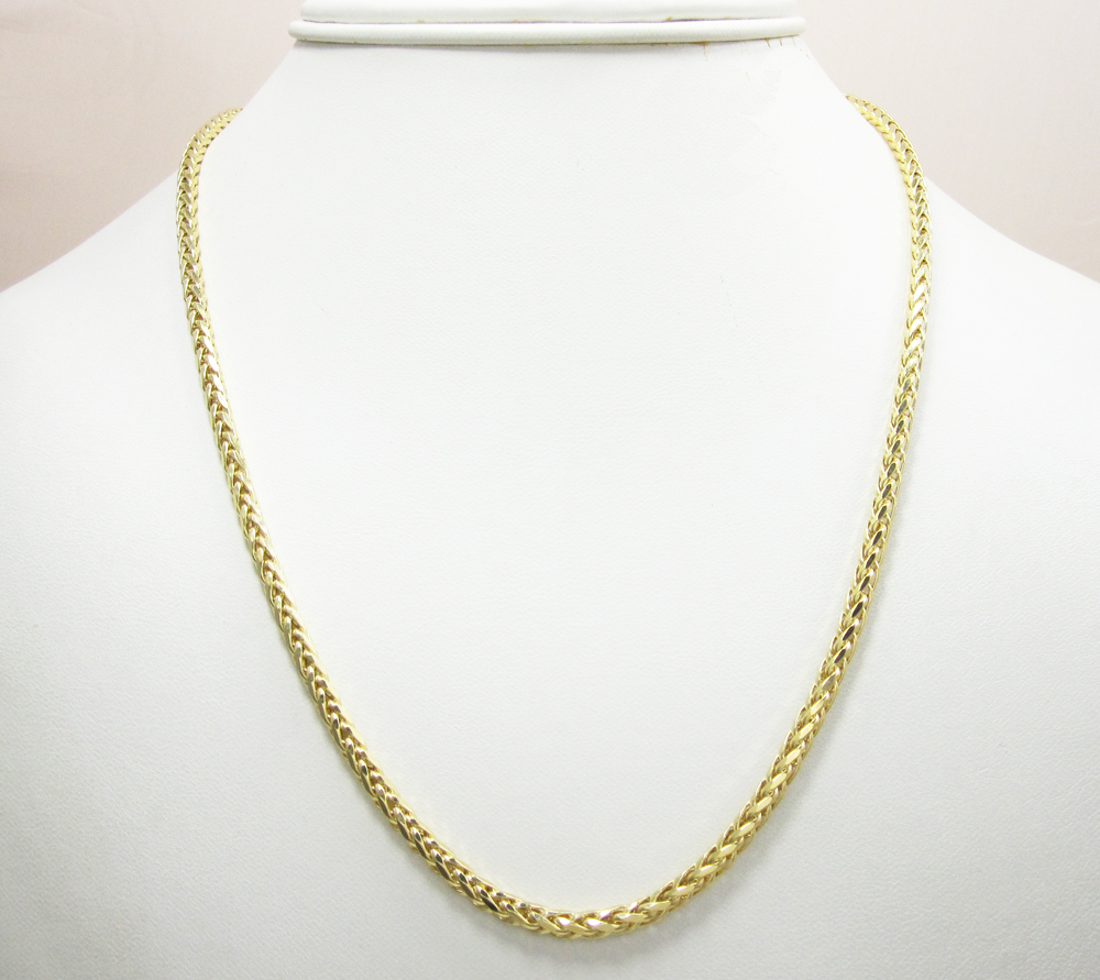 14k solid yellow gold wheat link chain 22 inch 3mm