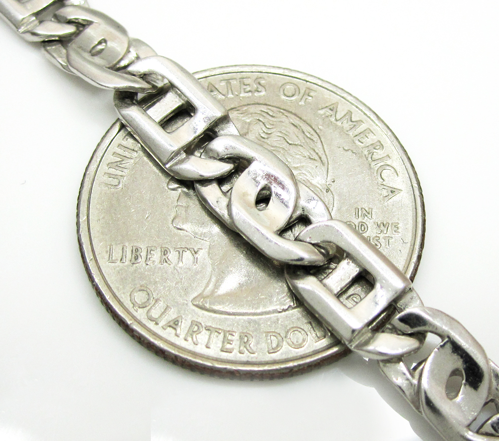 14k solid white gold tiger eye link chain 22 inch 6mm