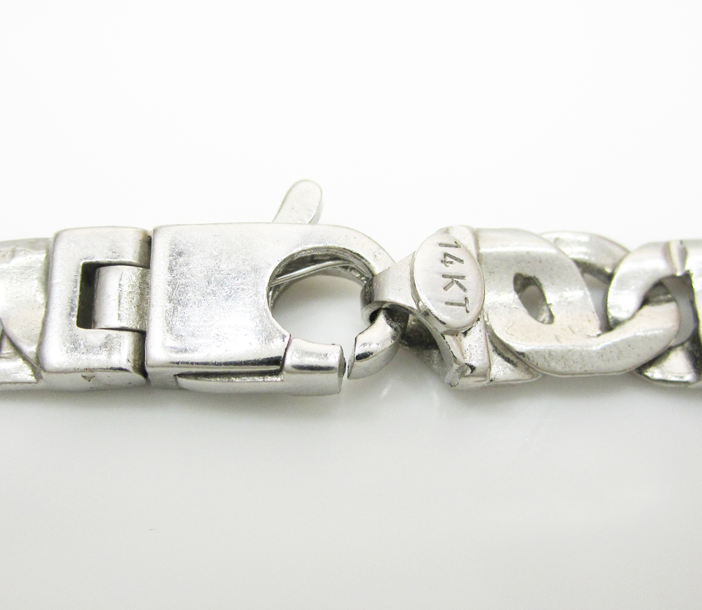 14k solid white gold tiger eye link chain 22 inch 6mm