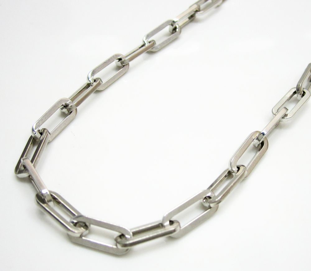 14k solid white gold long box link chain 24 inch 4.7mm - Image 2