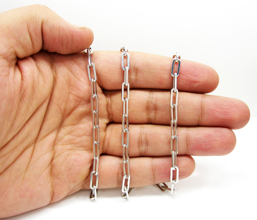 14k solid white gold long box link chain 24 inch 4.7mm