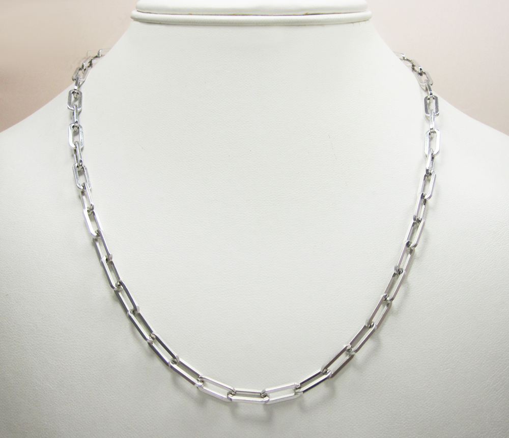 14k solid white gold long box link chain 24 inch 4.7mm